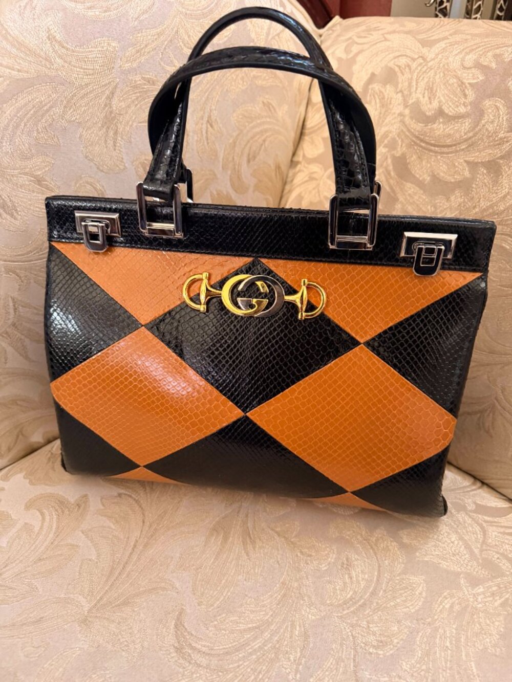 ZUMI SNAKESKIN MEDIUM TOP HANDLE BAG - Picture 6 of 10